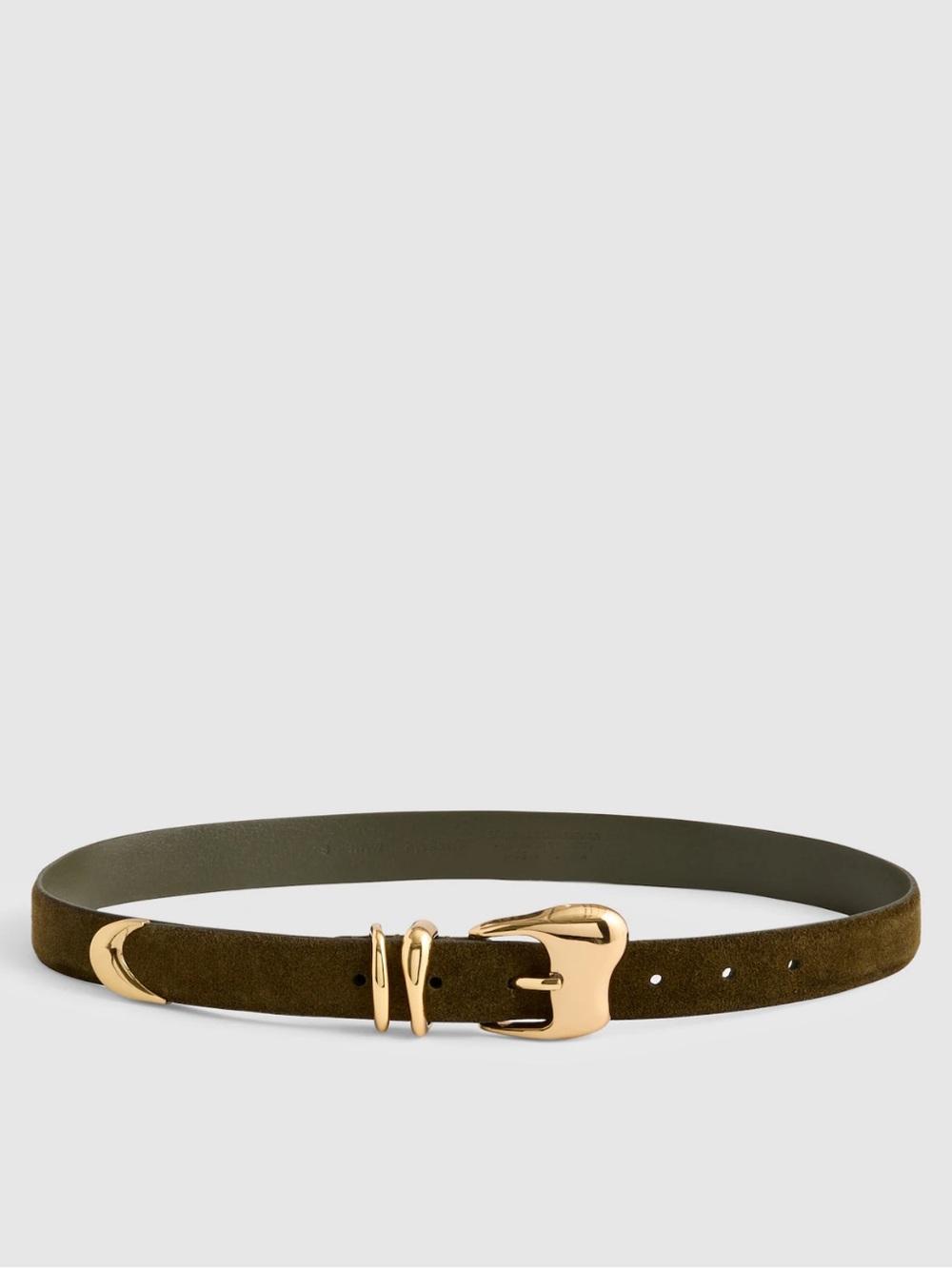 NEW Madewell Sculpted Wavy-Buckle Belt in Dried Olive suede NY202 S (27-28”) $78